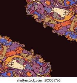 Decorative floral background, illustration with gorgeous ornamental frame.