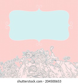 Decorative floral background, illustration with gorgeous ornamental frame.