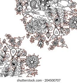 Decorative floral background, illustration with gorgeous ornamental frame.