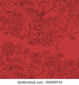 Decorative floral background, illustration with gorgeous ornamental frame.