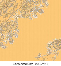 Decorative floral background, illustration with gorgeous ornamental frame.