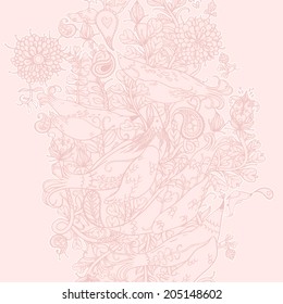 Decorative floral background, illustration with gorgeous ornamental frame.