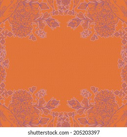 Decorative floral background, illustration with gorgeous ornamental frame.