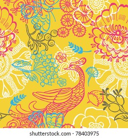 decorative floral background with peacock