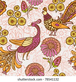 decorative floral background with peacock