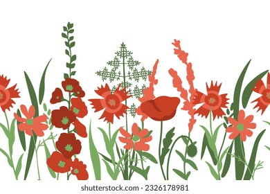 Decorative floral background with red flowers