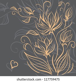 Decorative floral background for romantic greeting card