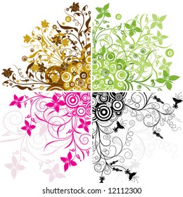 Decorative floral background, vector illustration