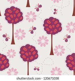 Decorative floral background - vector seamless pattern