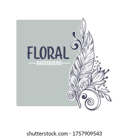 decorative floral boho card  hand drawn sketch