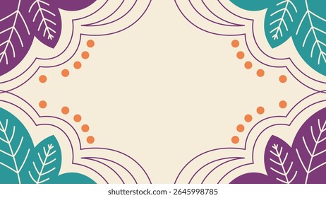 Decorative floral border design featuring repeating leaf patterns and orange dot accents on cream background