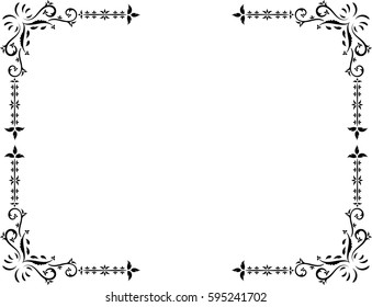 decorative floral border frame and corner elements.
