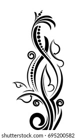 Decorative floral branch for design or tattoo