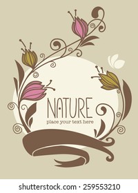 decorative floral card in doodle style