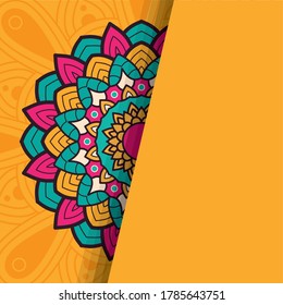 decoración floral colorida mitad mandala etnia icono artístico ilustración vector diseño