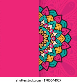 decorative floral colorful half mandala ethnicity artistic icon vector illustration design