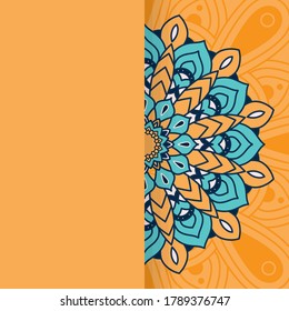 decorative floral colorful half mandala ethnicity artistic icon vector illustration design