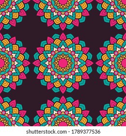 decorative floral colorful mandala ethnicity artistic pattern vector illustration design