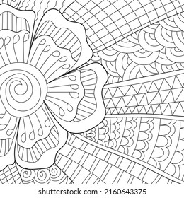 Decorative floral coloring book page illustration for adults art drawing relaxing 