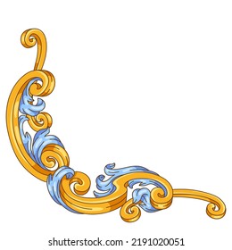 Decorative floral corner in baroque style. Classical curling plant.