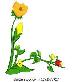 Decorative floral corner design element on white background