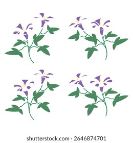 Decorative Floral Corner Design Red Flower with Green Leaves Vector