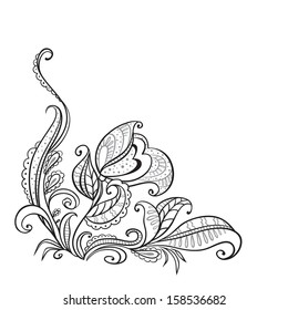 Decorative floral corner vignette. Vector illustration for your design