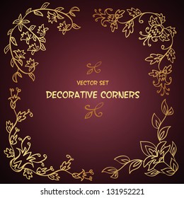 Decorative floral corners. Can be used for packaging, invitations, bag template, vintage cards. Summer design elements