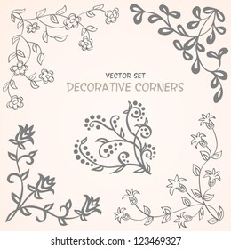Decorative floral corners. Template frame design for card. Can be used for packaging,invitations, bag template. Design elements