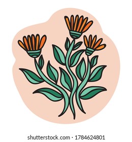 Decorative floral design element. Vector illustration