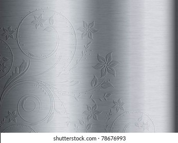 Decorative Floral Design Embossed Onto Brushed Metal