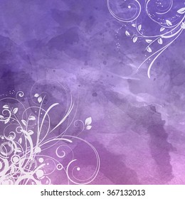 Decorative floral design on a watercolour background