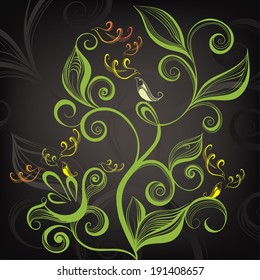 Decorative floral design. Vector illustration
