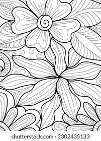 Decorative floral detailed mehndi design style coloring book page illustration 
