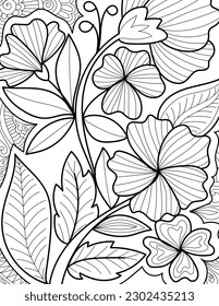 Decorative floral detailed mehndi design style coloring book page illustration 