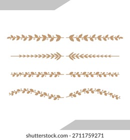 Decorative floral dividers with leaf patterns in a horizontal arrangement.Vector illustration