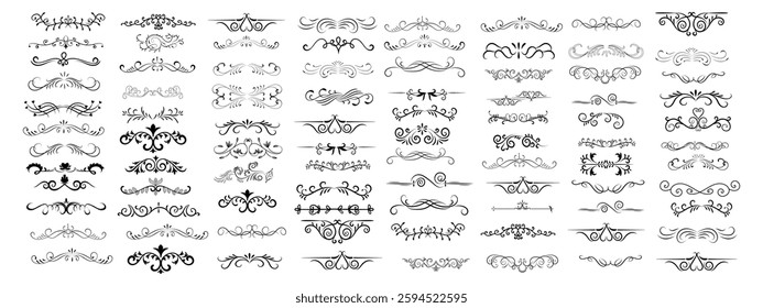Decorative floral dividers set vector 