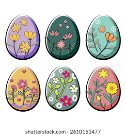 Decorative Floral Easter Eggs Set Collection