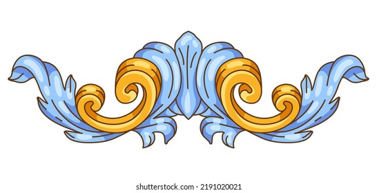Decorative floral element in baroque style. Classical curling plant.
