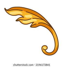 Decorative floral element in baroque style. Golden curling plant.
