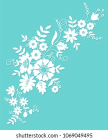 decorative floral element for design on a turquoise background
