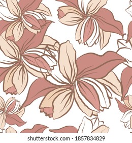 Decorative floral element for design. Seamless pattern on awhite background. Vector illustration.