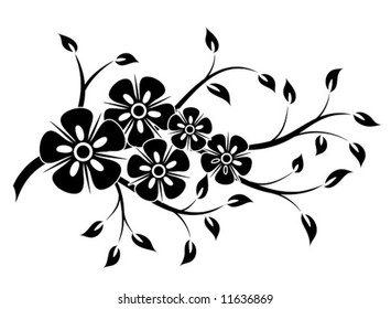 Elemento floral decorativo para diseño, ilustración vectorial