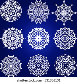 Decorative floral element Set, snowflakes