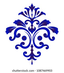 decorative floral element template baroque and damask style, Abstract porcelain and ceramic pattern for design, vector illustration
