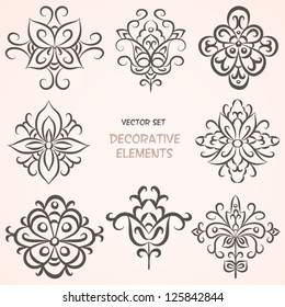 Decorative floral elements. Can be used for backgrounds, packaging, invitations,vintage cards, wrapping paper. Design elements