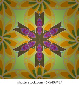 Decorative floral elements for invitation and postcard design. Figure for textiles. Cute elegant flowers Vector illustration. Seamless pattern with leaves. Background for poster or cover.