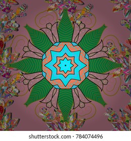 Decorative floral elements for invitation and postcard design. Figure for textiles. Background for poster or cover. Cute elegant flowers Vector illustration. Seamless pattern with leaves.