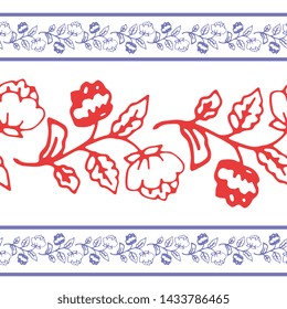 Decorative floral ethnic vector border