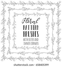 Decorative Floral Flexible Pattern Brushes with Branches, Herbs, Plants and Flowers. Size and Shape adjustable. With Outer and Inner Corner Tiles